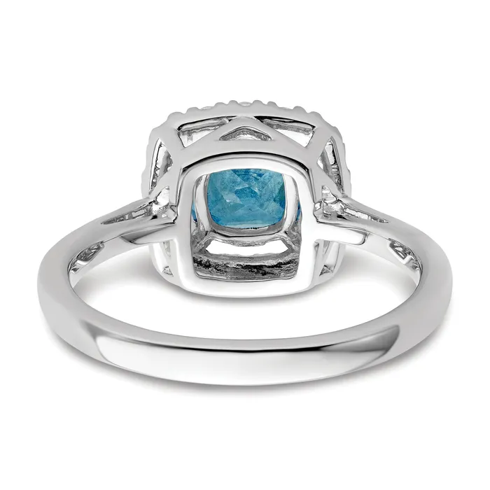 14k White Gold 14 Ct Lab Grown Diamond VSSI G December Birthstone Blue Topaz Halo Ring Goldia Rings