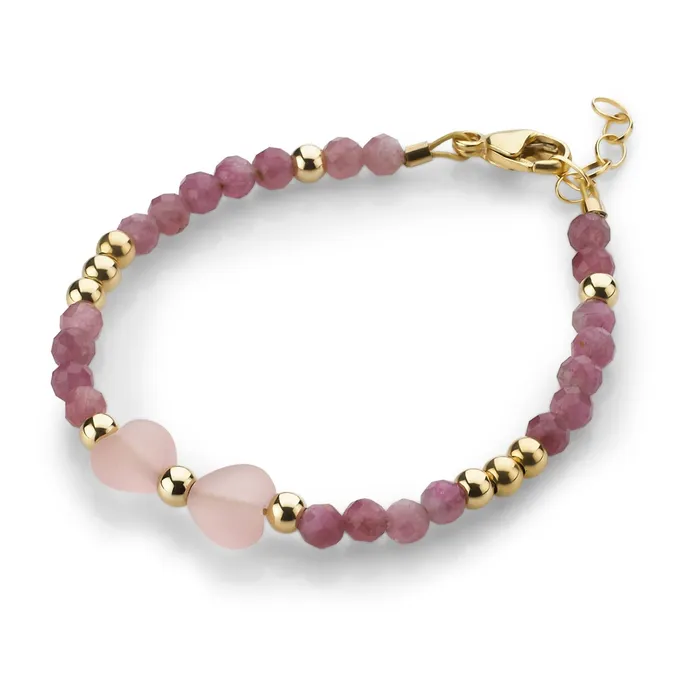 Bracelets Perfect Piercing Mauve and gold beaded adjustable baby bracelet