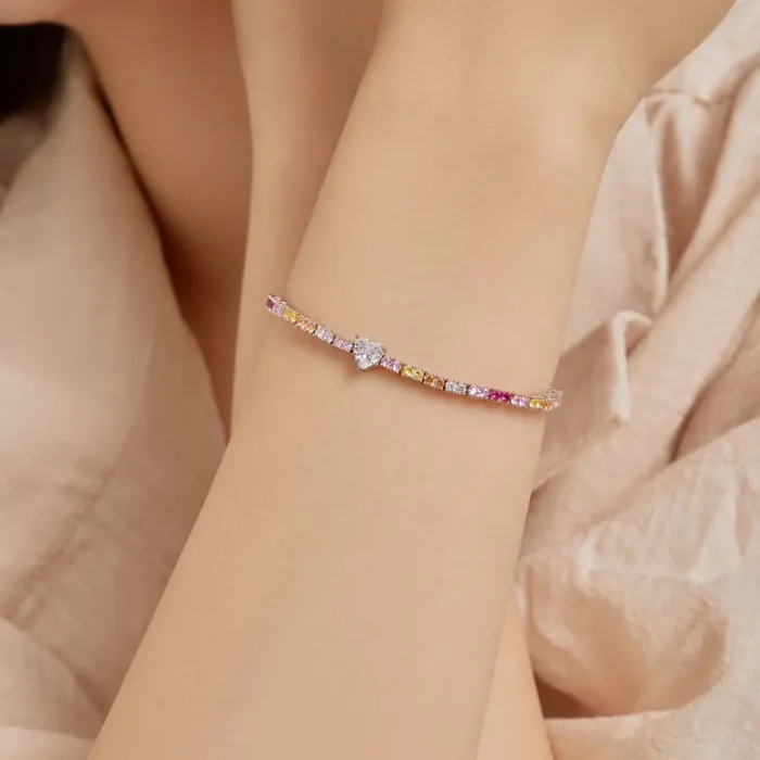 Bracelets Trendolla Jewelry Love Rainbow Zirconia Tennis Bracelet