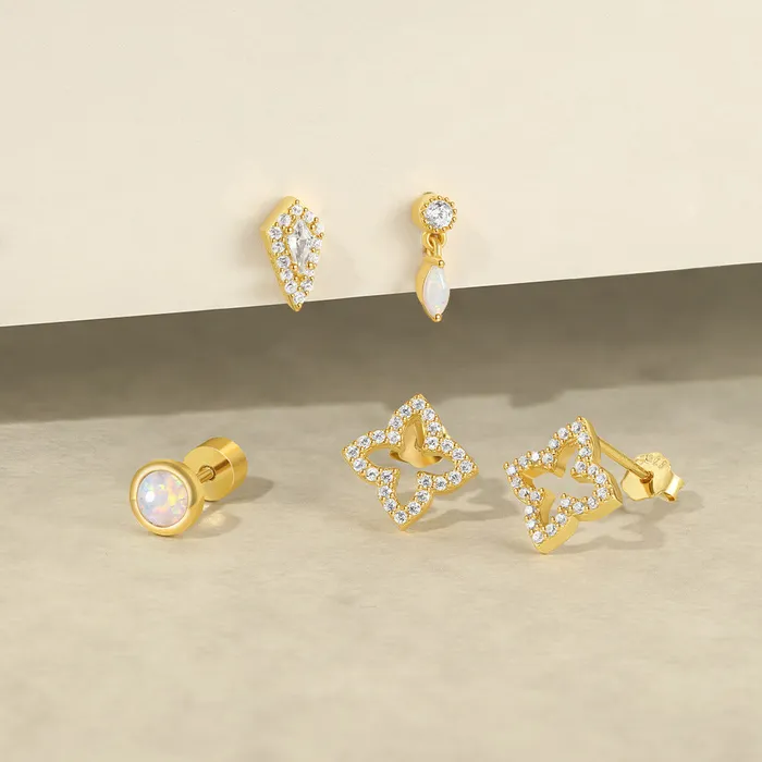 Earrings Trendolla Jewelry 925 Silver Opal Pendant Flat Back Earrings