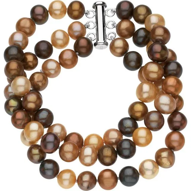 Sterling Silver Pearl Triple Strand Bracelet TreasureFineJewelers Bracelets Sterling Silver Pearl Triple Strand Bracelet TreasureFineJewelers Bracelets
