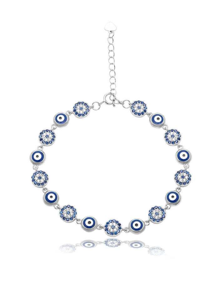 Bracelets Curio Cottage Rounds Of Evil Eye Pure Silver Bracelet Bracelets Curio Cottage Rounds Of Evil Eye Pure Silver Bracelet