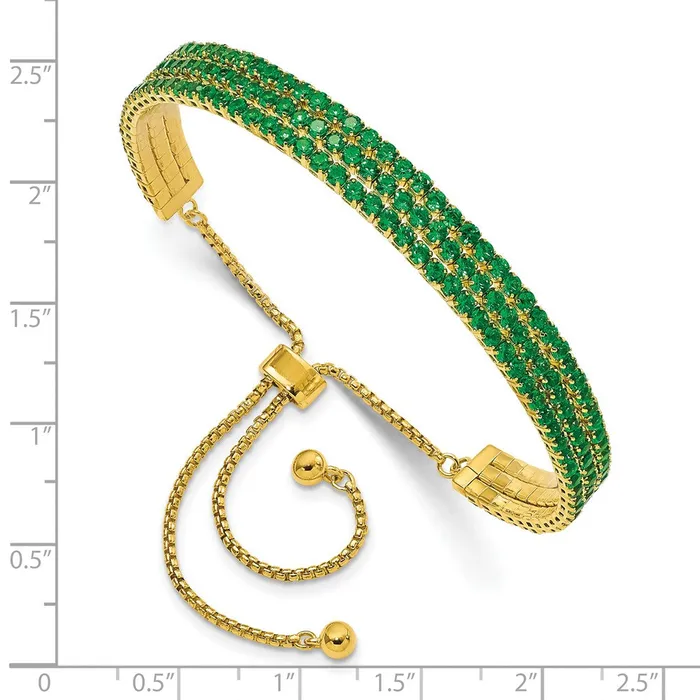 Bracelets WB Choice Jewelry SS Gold Tone May Green Triple CZ Adjustable BraceletWBCQG5697MAY Bracelets WB Choice Jewelry SS Gold Tone May Green Triple CZ Adjustable BraceletWBCQG5697MAY
