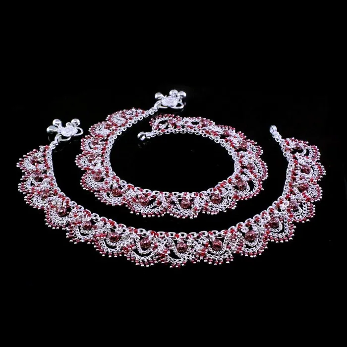 Karizma Jewels Red Bridal Anklets women Real Silver Jewelry Anklets Ankle Bracelet Pair 105 Bracelets Karizma Jewels Red Bridal Anklets women Real Silver Jewelry Anklets Ankle Bracelet Pair 105 Bracelets