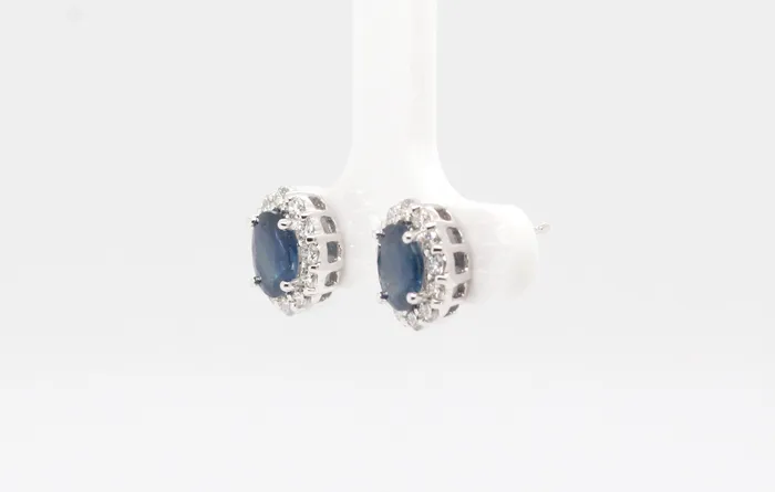ROYAL JEWELRY MFG INC 14KW 290 Cttw Sapphire and Diamond Earrings Earrings