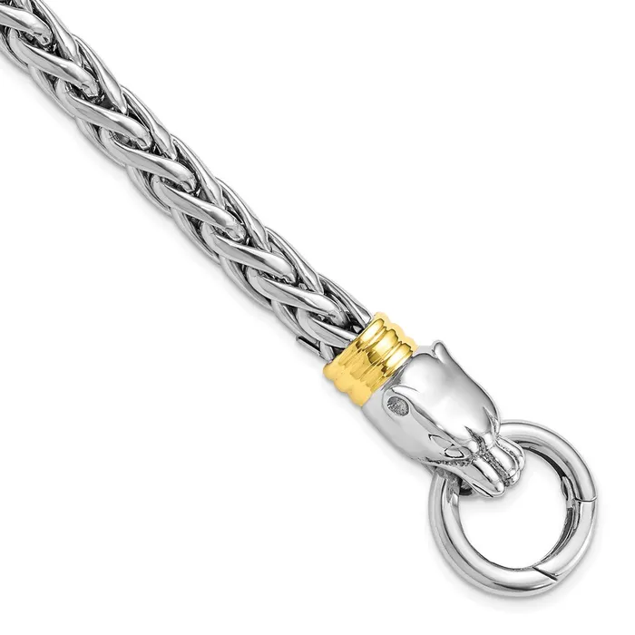 Sterling Silver Rhodium and Goldtone Polished Jaguar BraceletWBCQG5118825 WB Choice Jewelry Bracelets Sterling Silver Rhodium and Goldtone Polished Jaguar BraceletWBCQG5118825 WB Choice Jewelry Bracelets
