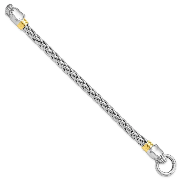 Sterling Silver Rhodium and Goldtone Polished Jaguar BraceletWBCQG5118825 WB Choice Jewelry Bracelets Sterling Silver Rhodium and Goldtone Polished Jaguar BraceletWBCQG5118825 WB Choice Jewelry Bracelets