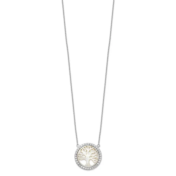 Sterling Silver Rhodiumplated MOP Tree wCZ w2in ext NecklaceWBCQG446416 WB Choice Jewelry Necklaces Sterling Silver Rhodiumplated MOP Tree wCZ w2in ext NecklaceWBCQG446416 WB Choice Jewelry Necklaces