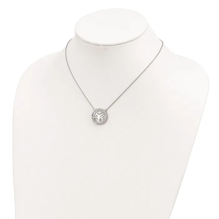 Sterling Silver Rhodiumplated MOP Tree wCZ w2in ext NecklaceWBCQG446416 WB Choice Jewelry Necklaces Sterling Silver Rhodiumplated MOP Tree wCZ w2in ext NecklaceWBCQG446416 WB Choice Jewelry Necklaces