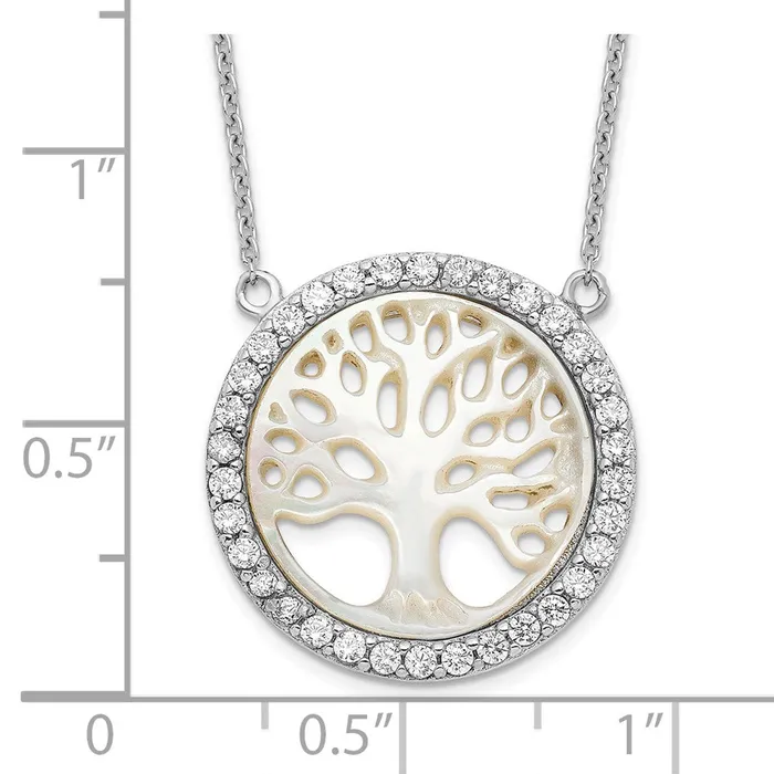 Sterling Silver Rhodiumplated MOP Tree wCZ w2in ext NecklaceWBCQG446416 WB Choice Jewelry Necklaces Sterling Silver Rhodiumplated MOP Tree wCZ w2in ext NecklaceWBCQG446416 WB Choice Jewelry Necklaces