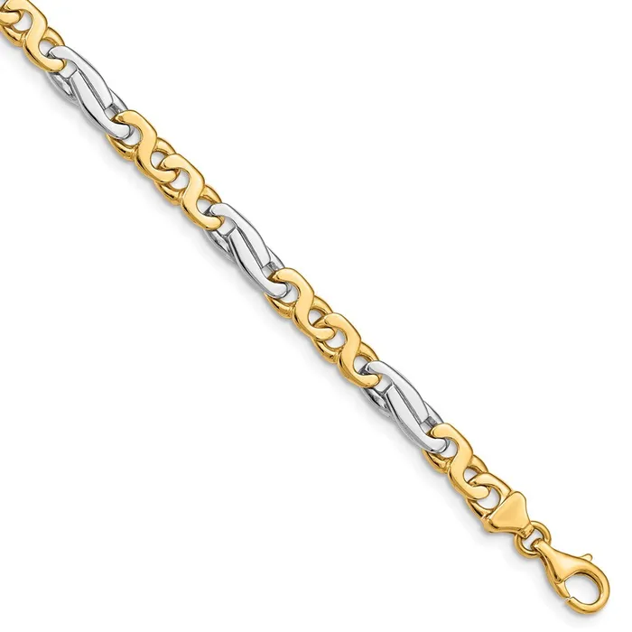 WB Choice Jewelry 14k Twotone 6mm Handpolished Fancy Link BraceletWBCLK2249 Bracelets WB Choice Jewelry 14k Twotone 6mm Handpolished Fancy Link BraceletWBCLK2249 Bracelets