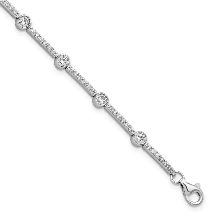 WB Choice Jewelry Bracelets Sterling Silver Rhodiumplated Polished CZ w15 in ext BraceletWBCQG59017 WB Choice Jewelry Bracelets Sterling Silver Rhodiumplated Polished CZ w15 in ext BraceletWBCQG59017