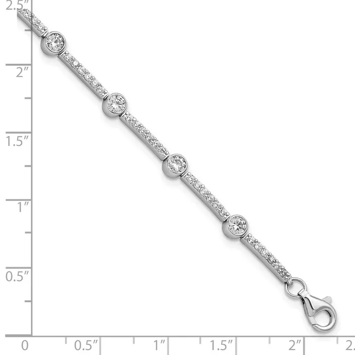 WB Choice Jewelry Bracelets Sterling Silver Rhodiumplated Polished CZ w15 in ext BraceletWBCQG59017