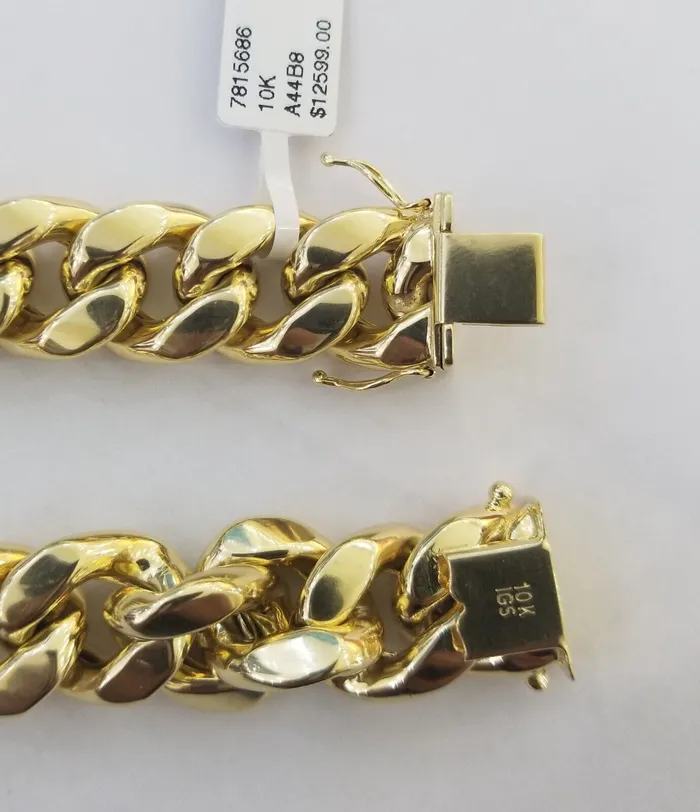 10K Yellow Gold Bracelet 15mm Miami Cuban Link 9 inch Real 10kt Gold Thickmens Gold and Diamond Bracelets 10K Yellow Gold Bracelet 15mm Miami Cuban Link 9 inch Real 10kt Gold Thickmens Gold and Diamond Bracelets
