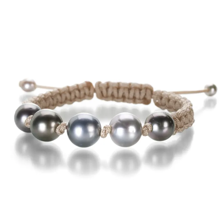 Gellner Bracelets Beige Tahitian Pearl Macrame Bracelet