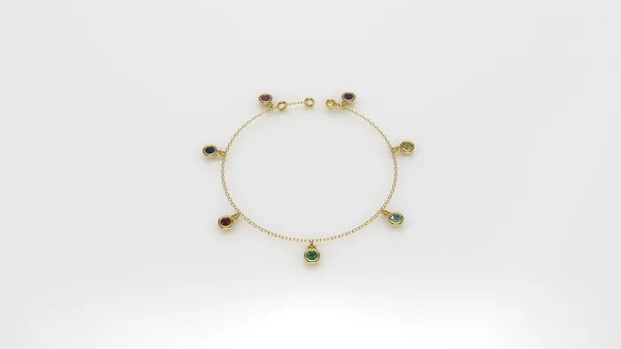 JCM DESIGN JEWELRY Bracelets 14k Gold Bracelet with 7 Color Stone STT Bezel JCM DESIGN JEWELRY Bracelets 14k Gold Bracelet with 7 Color Stone STT Bezel