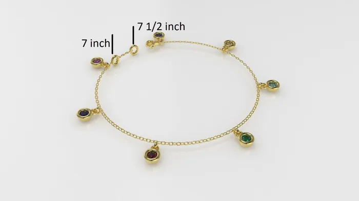 JCM DESIGN JEWELRY Bracelets 14k Gold Bracelet with 7 Color Stone STT Bezel