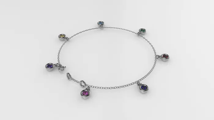 JCM DESIGN JEWELRY Bracelets 14k Gold Bracelet with 7 Color Stone STT Bezel