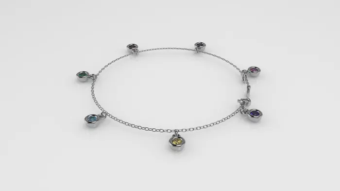 JCM DESIGN JEWELRY Bracelets 14k Gold Bracelet with 7 Color Stone STT Bezel