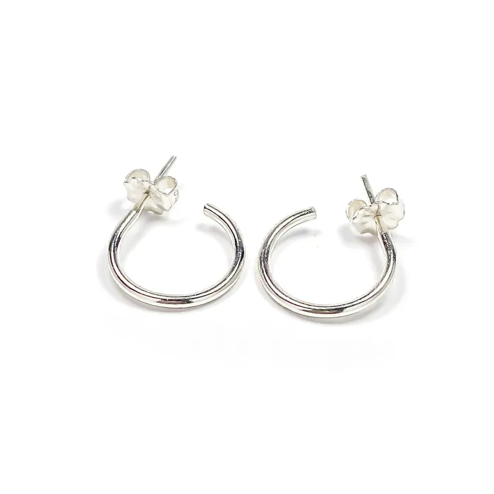 12mm Hoop Earrings with Post Sterling Silver Hoops By Hand Earrings