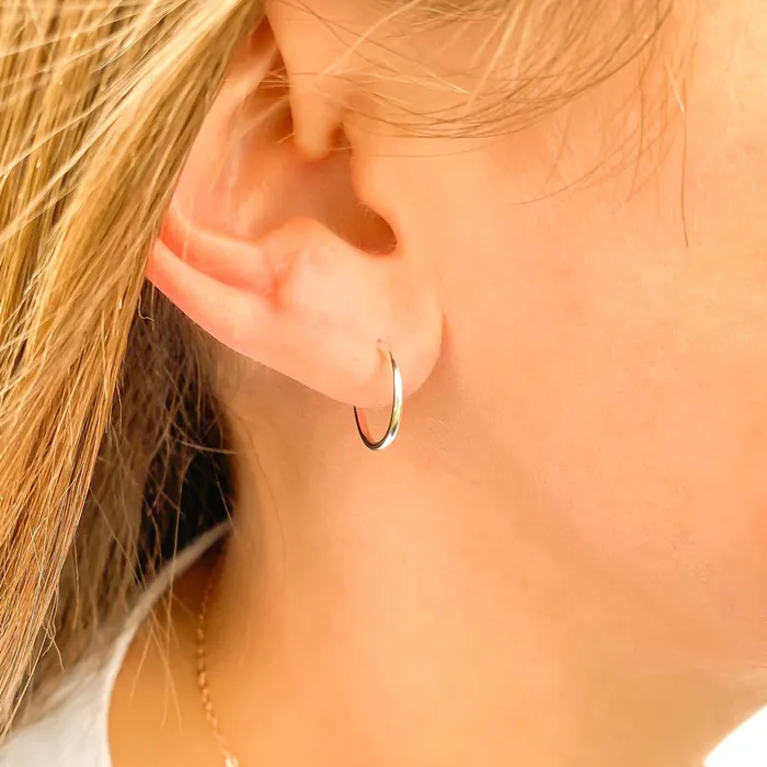 12mm Hoop Earrings with Post Sterling Silver Hoops By Hand Earrings