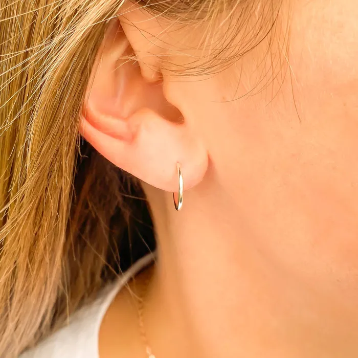 12mm Hoop Earrings with Post Sterling Silver Hoops By Hand Earrings