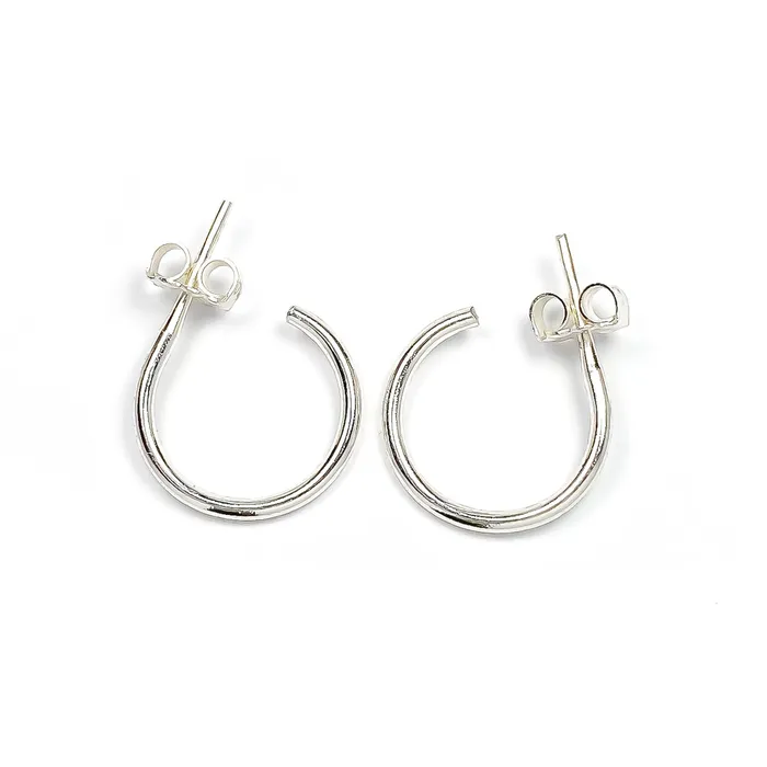 12mm Hoop Earrings with Post Sterling Silver Hoops By Hand Earrings