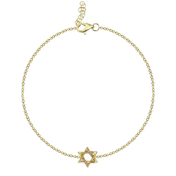 Alev Collection Small Star of David Half Gold and Half Pave Bracelet Bracelets Alev Collection Small Star of David Half Gold and Half Pave Bracelet Bracelets