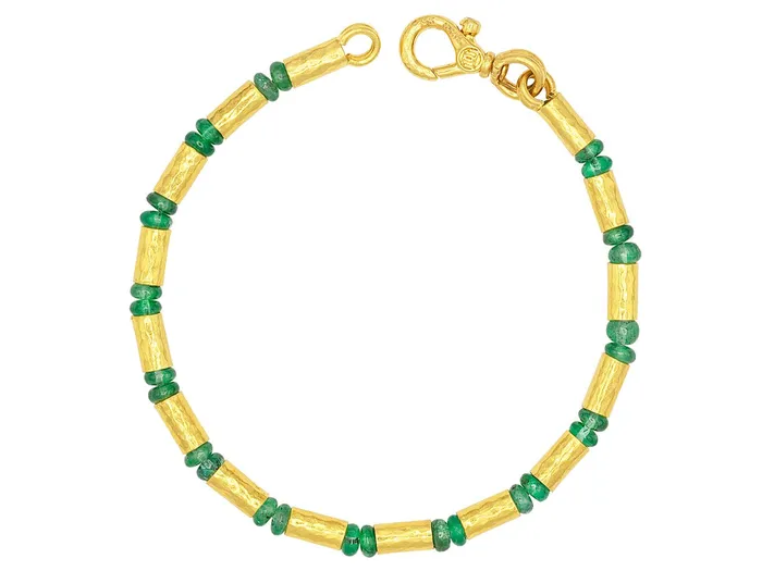 GG GOLD CLS GURHAN Vertigo Gold Emerald Beaded SingleStrand Bracelet Gold Tubes and Cabochon Beads Bracelets GG GOLD CLS GURHAN Vertigo Gold Emerald Beaded SingleStrand Bracelet Gold Tubes and Cabochon Beads Bracelets