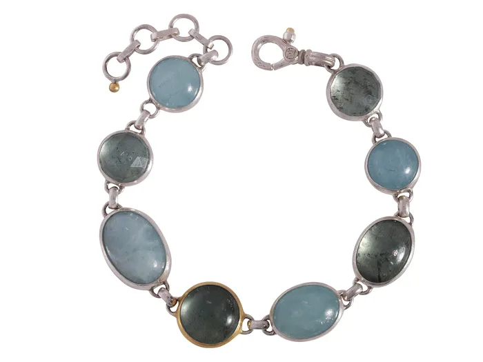 GG SILVER CLR Bracelets GURHAN Galapagos Sterling Silver Mixed Stone All Around SingleStrand Bracelet Mixed Round and Oval Stones Gold Accents GG SILVER CLR Bracelets GURHAN Galapagos Sterling Silver Mixed Stone All Around SingleStrand Bracelet Mixed Round and Oval Stones Gold Accents
