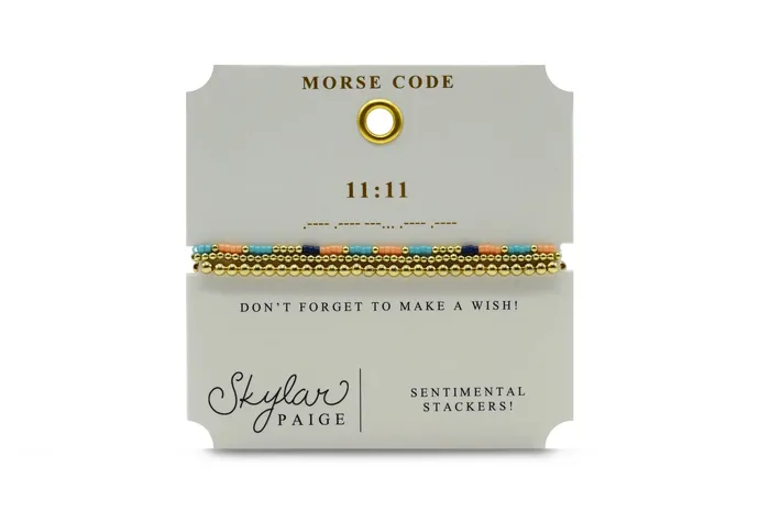 Morse Code Sentimental Stackers 1111 Bracelet Skylar Paige Bracelets