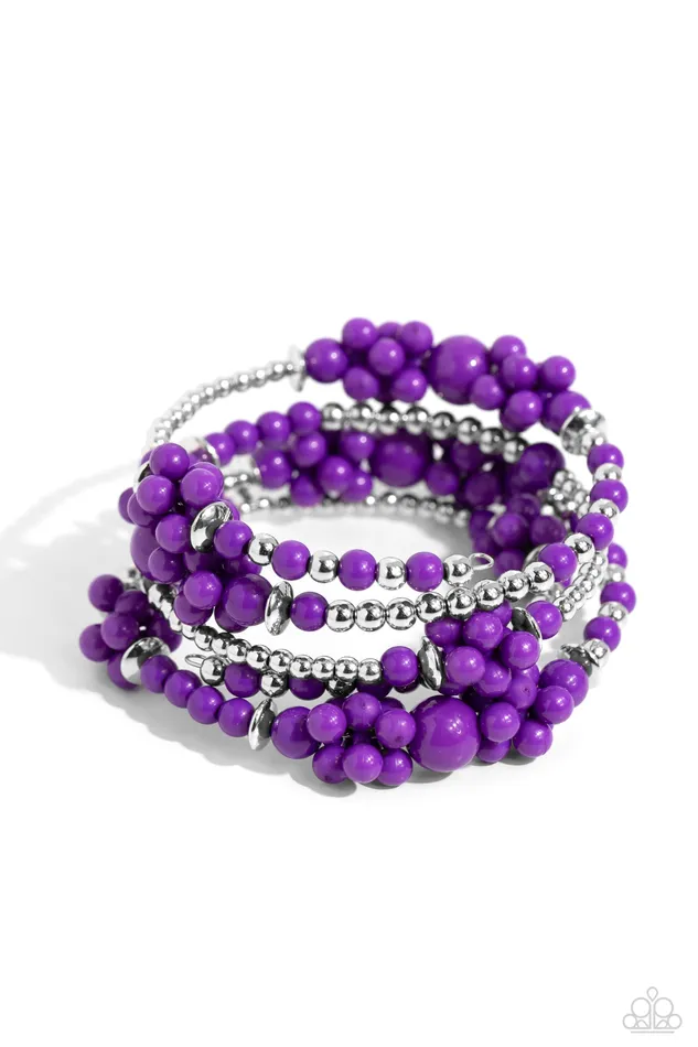 Bracelets Compelling Clouds Purple coil Bracelet Jewelry by Bretta Paparazzi Accessories