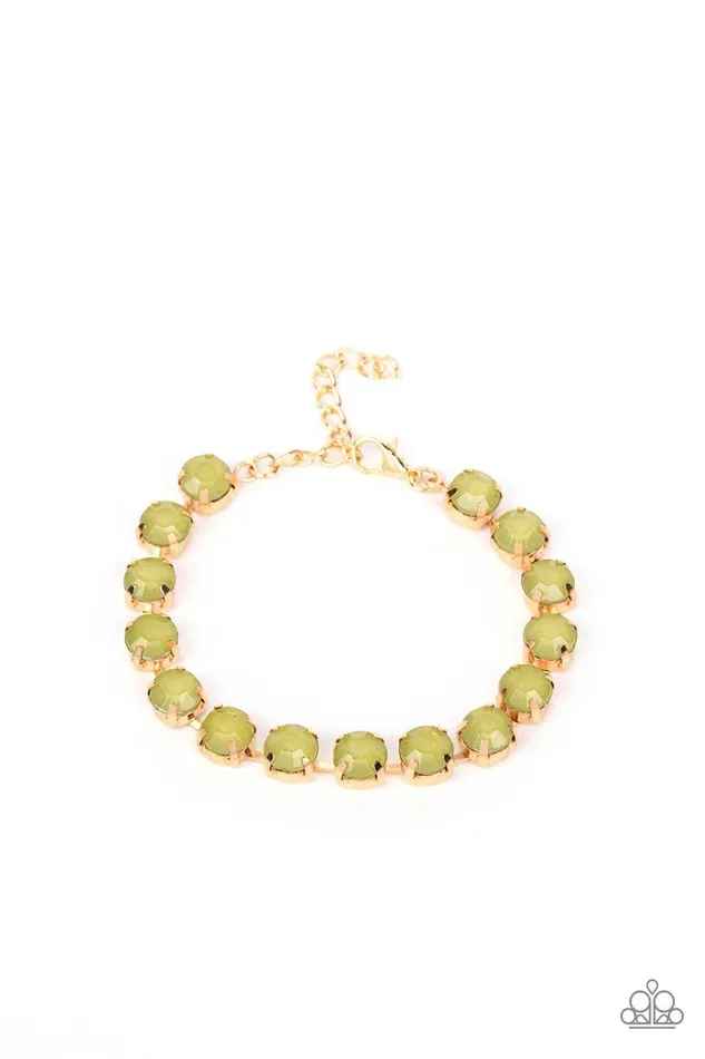 Bracelets Dreamy Debutante Green Bracelet Jewelry by Bretta Paparazzi Accessories