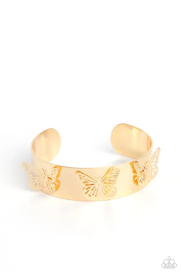 Bracelets Magical Mariposas Gold Bracelet Jewelry by Bretta Paparazzi Accessories