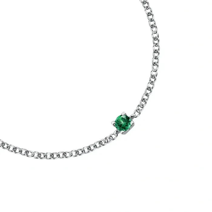 Bracelets Womens silver bracelet with rhodium plating and green zirconia Morellato Treasures Morellato