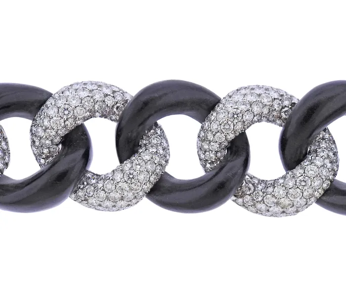 Seaman Schepps Diamond Ebony Wood Link Gold Bracelet Seaman Schepps Bracelets Seaman Schepps Diamond Ebony Wood Link Gold Bracelet Seaman Schepps Bracelets