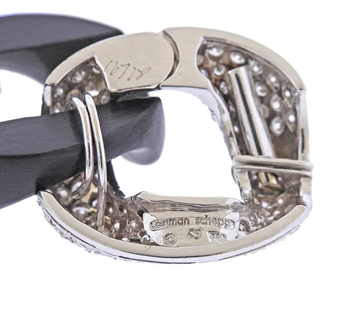 Seaman Schepps Diamond Ebony Wood Link Gold Bracelet Seaman Schepps Bracelets Seaman Schepps Diamond Ebony Wood Link Gold Bracelet Seaman Schepps Bracelets