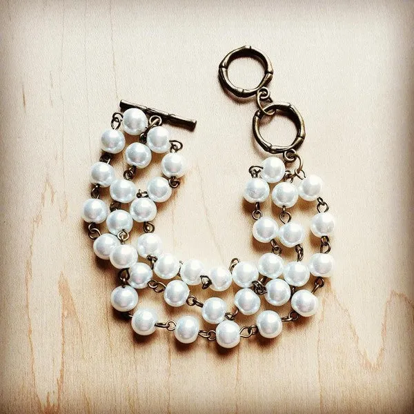 Bracelets The Jewelry Junkie Glass Pearl Triple Strand Bracelet