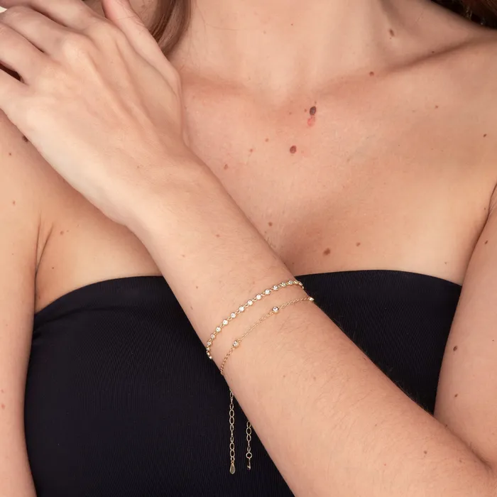 Camile Stone Bracelets Sapphire Station Chain Bracelet