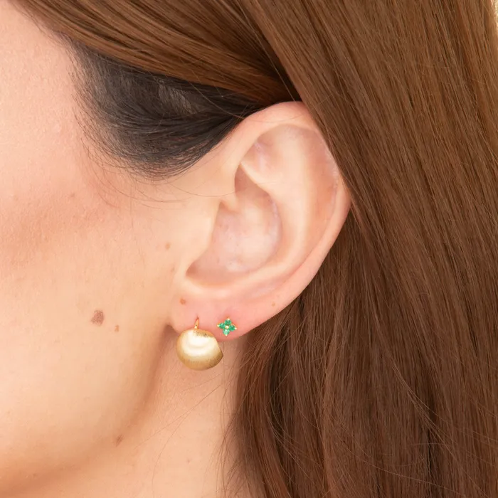 Camile Stone Earrings Emerald Clover Barbell Cartilage Earrings