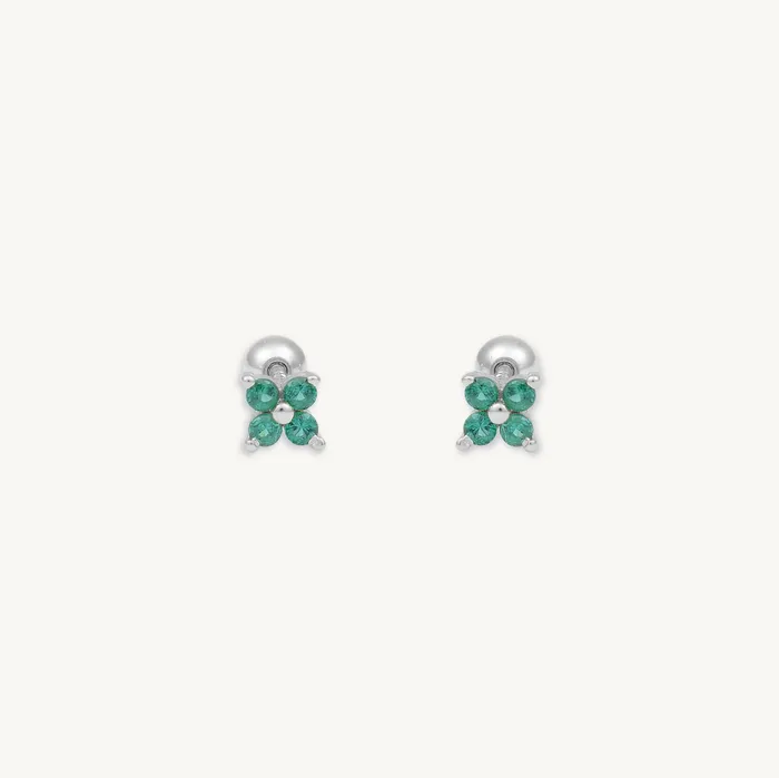 Camile Stone Earrings Emerald Clover Barbell Cartilage Earrings