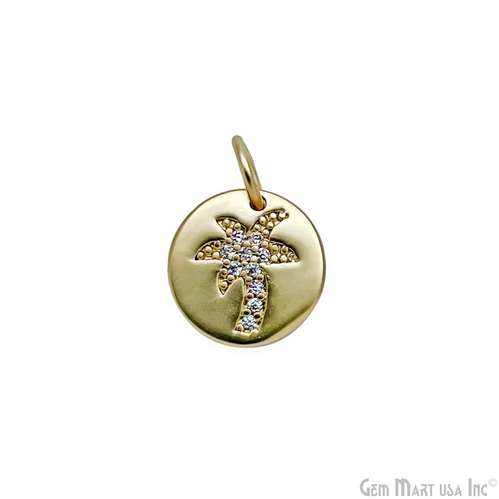 GemMartUSA Bracelets CZ Coconut Tree Round Charm Pendant 10mm Single Bail Tree Bracelet Charm GemMartUSA Bracelets CZ Coconut Tree Round Charm Pendant 10mm Single Bail Tree Bracelet Charm