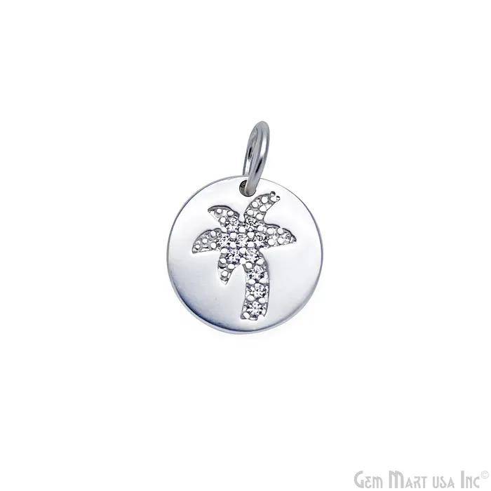 GemMartUSA Bracelets CZ Coconut Tree Round Charm Pendant 10mm Single Bail Tree Bracelet Charm GemMartUSA Bracelets CZ Coconut Tree Round Charm Pendant 10mm Single Bail Tree Bracelet Charm