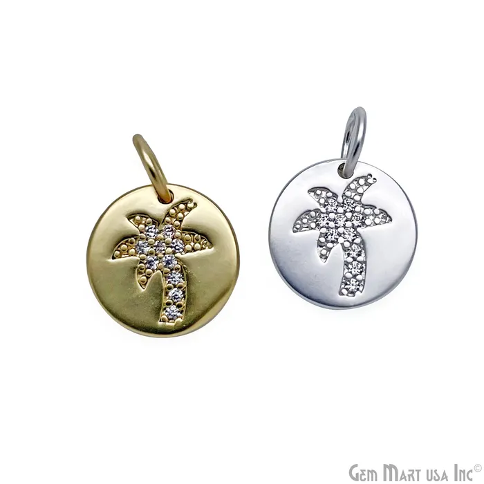 GemMartUSA Bracelets CZ Coconut Tree Round Charm Pendant 10mm Single Bail Tree Bracelet Charm GemMartUSA Bracelets CZ Coconut Tree Round Charm Pendant 10mm Single Bail Tree Bracelet Charm