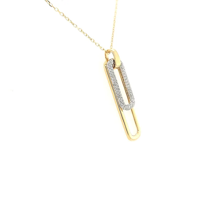 Necklaces Susan Bella Jewelry LLC Yellow Gold Diamond Paperclip Necklace I6104