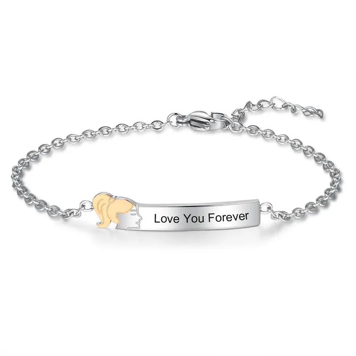 Personalized Jewel Custom Ponytail Sister Tag Chain Bracelet Bracelets