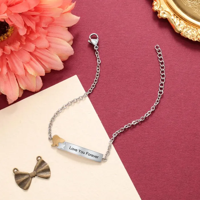 Personalized Jewel Custom Ponytail Sister Tag Chain Bracelet Bracelets