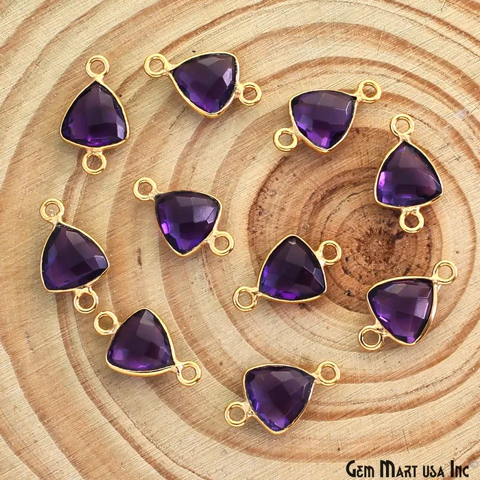 PreStyled Sets Trillion 8mm Double Bail Gold Bezel Gemstone Connector GemMartUSA