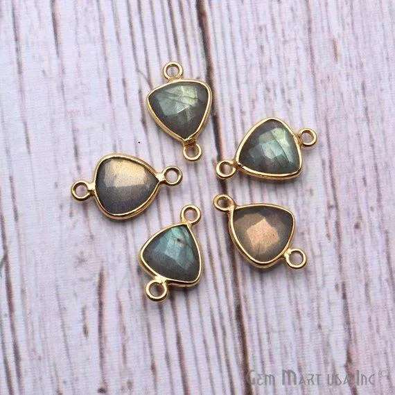 PreStyled Sets Trillion 8mm Double Bail Gold Bezel Gemstone Connector GemMartUSA