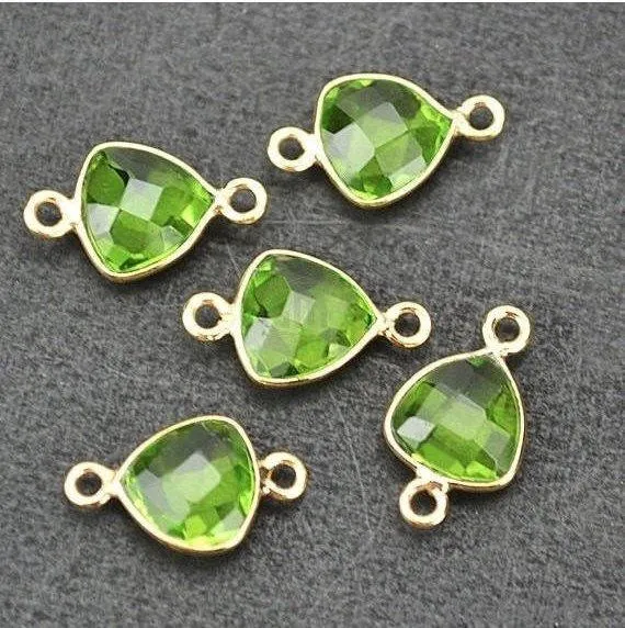 PreStyled Sets Trillion 8mm Double Bail Gold Bezel Gemstone Connector GemMartUSA